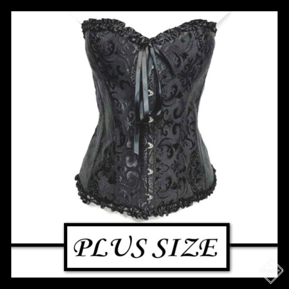 NWOT 4XL Black Bustier Corset Front Closure
